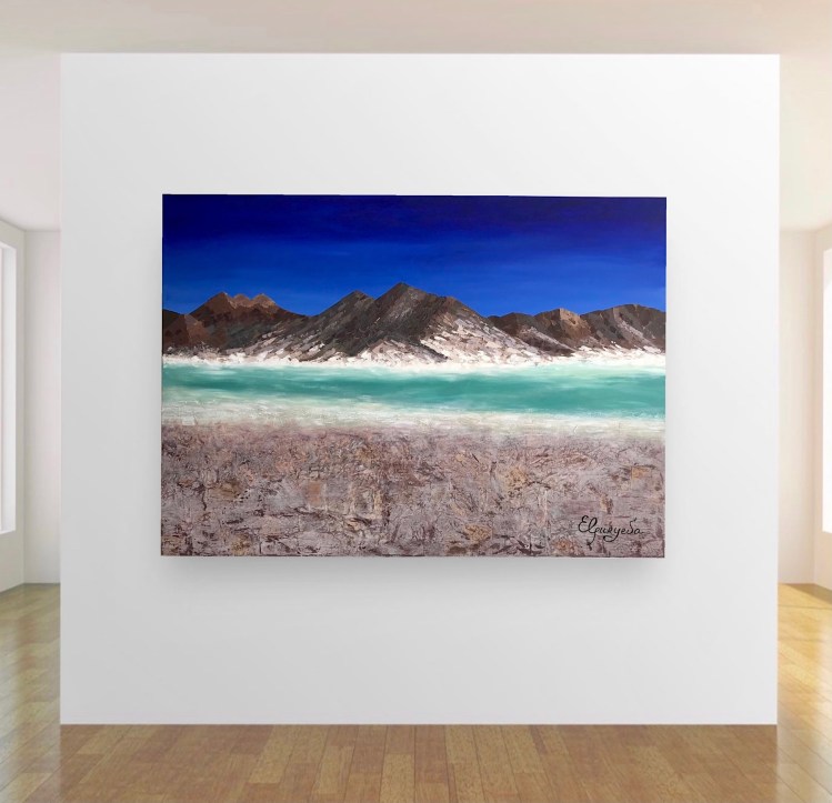 Abstract mountain lake landscape painting for sale from artist in Novato, San Francisco, California