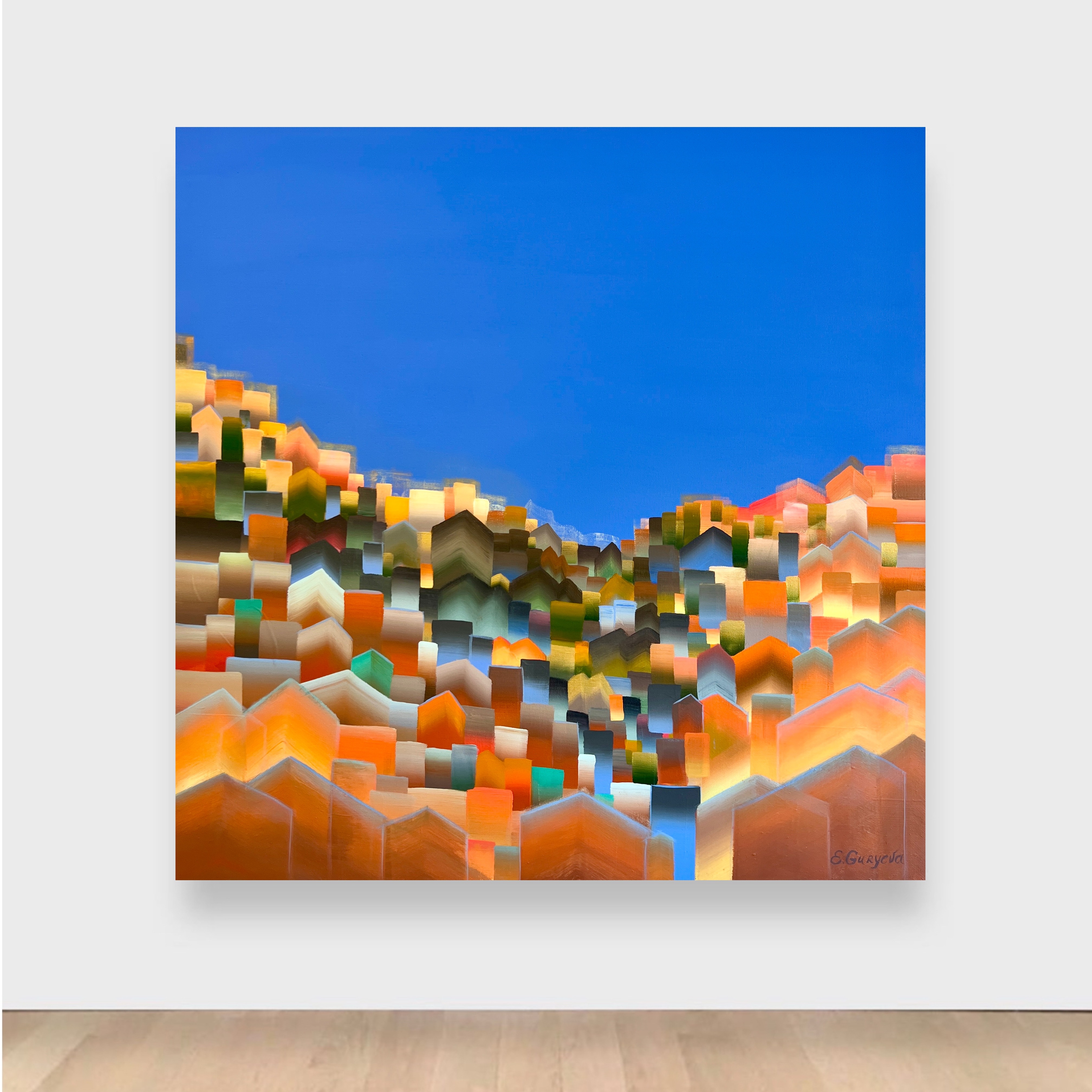 Geometric abstract colorful artwork, art gallery, paintings for sale online, free shipping