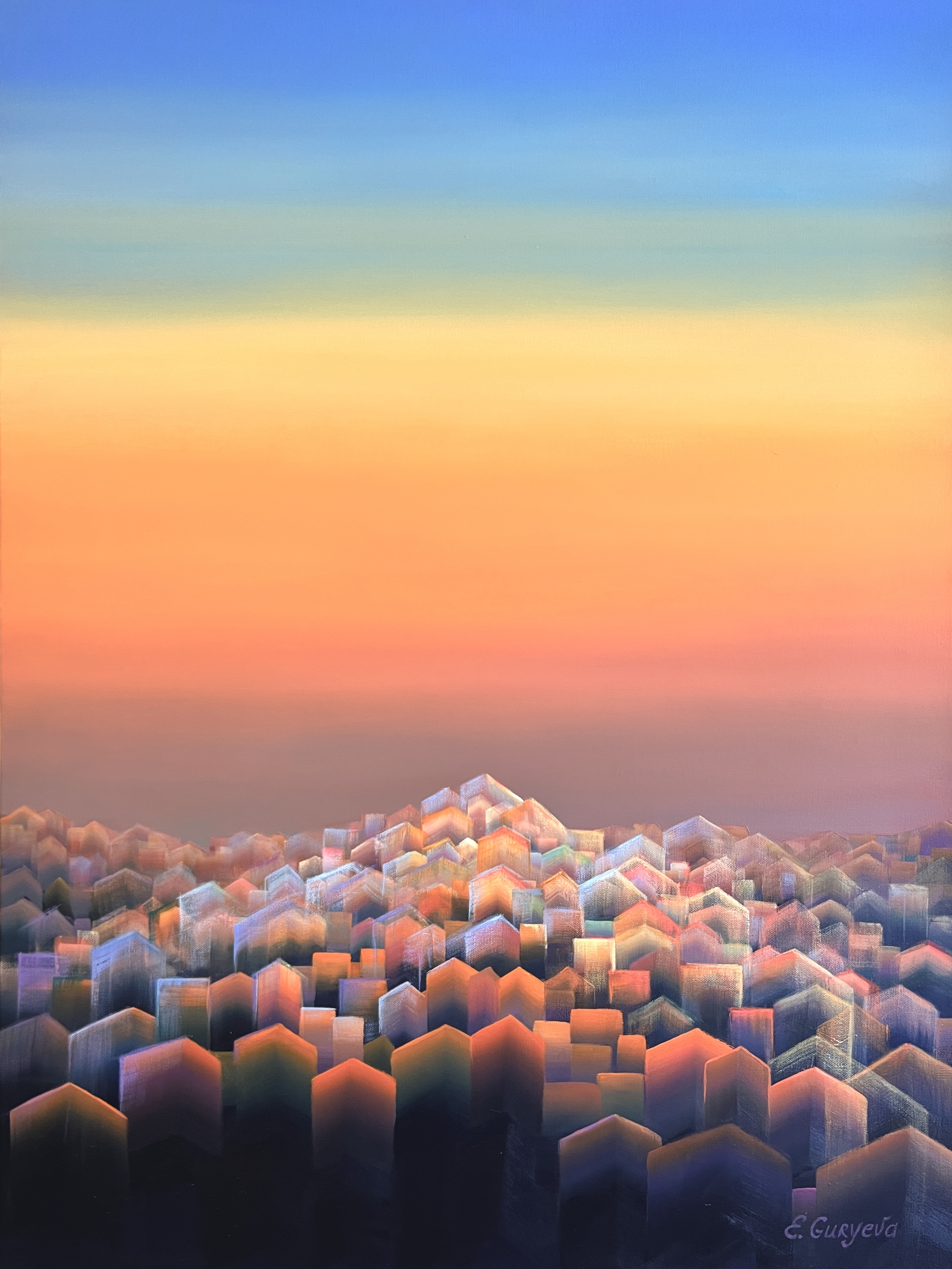 Original painting on canvas, sunset in Napa valley